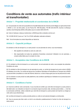 Consultez les conditions de vente aux automates