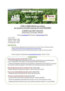 L`ITAB et TERRES INOVIA vous invitent aux rencontres annuelles