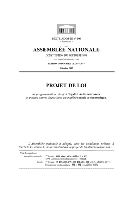 ASSEMBLÉE NATIONALE PROJET DE LOI