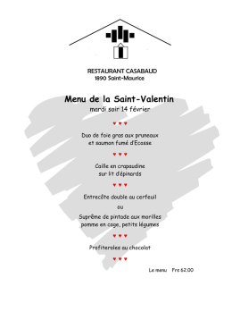 Menu de la Saint-Valentin - Casabaud Restaurant Galerie