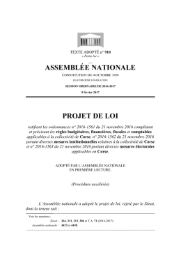 ASSEMBL&Eacute;E NATIONALE PROJET DE LOI