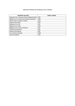 Codification situation de sortie - dispositif reprise des