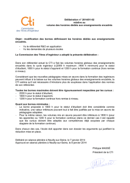 Volumes horaires dédiées aux enseignements encadrés