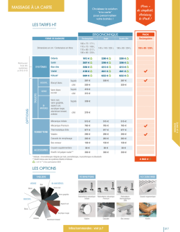 massage à la carte les tarifs ht les options