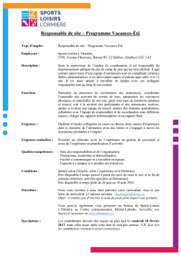 Responsable de site – Programme Vacances-Été