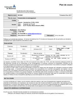 BIO 3801 - Département de sciences biologiques