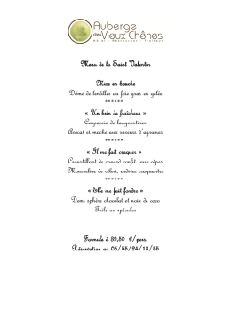 Menu de la Saint Valentin Menu de la Saint