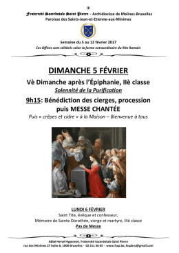 dimanche 5 février - Fraternité Saint Pierre de Belgique