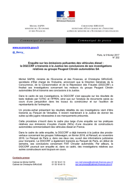 Communiqué de presse Communiqué de presse Enquête sur les