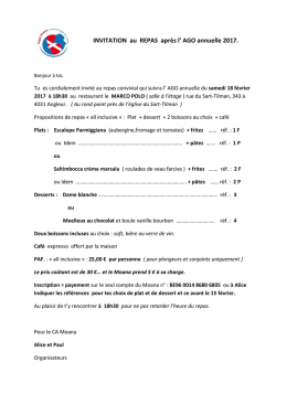 INVITATION au REPAS apr&egrave;s l` AGO annuelle 2017.