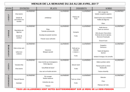 MENUS DE LA SEMAINE DU 06AU 10 FÉVRIER 2017