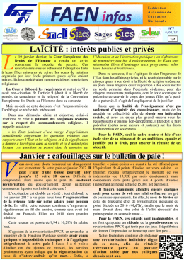 Téléchargez le "FAEN infos" n° 7 du 06/02/2017