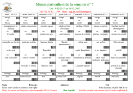 Menus particuliers de la semaine n° 7