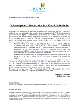 Droit de r&eacute;ponse : Mise au point de la FEHAP Oc&eacute;an