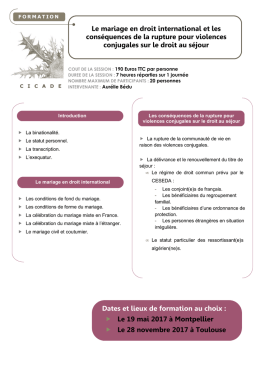 Le mariage en droit international et les conséquences de la