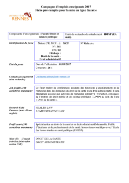 Campagne d`emplois enseignants 2017 Fiche pré