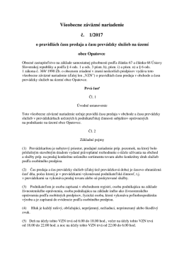 VZN č. 1 2017 o pravidlách času predaja a času