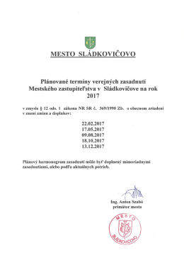 MESTO SL&Aacute;DKOVIČOVO 2017