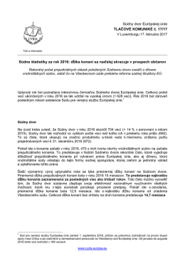S&uacute;dne &scaron;tatistiky za rok 2016: dĺžka konan&iacute; sa - curia