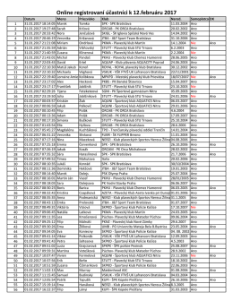Datab&aacute;za s online prihl&aacute;sen&yacute;mi &uacute;častn&iacute;kmi k 12.febru&aacute;ru 2017i