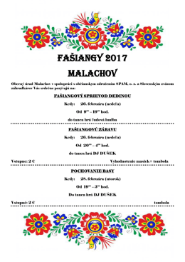 Pozvánka na Malachovské fašiangy 2017