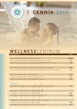 Cenn&iacute;k 2016 - Hotel Hviezda Dudince