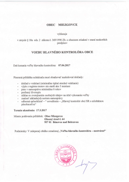 VODBU HLAVIIEHO KONTROLoRA OBCE