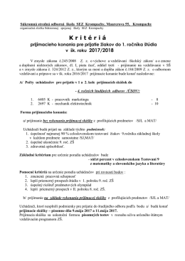 K rit é ri á - Súkromná stredná odborná škola SEZ Krompachy
