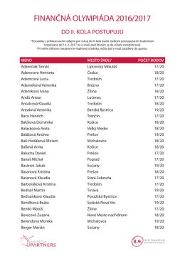 FINANČNÁ OLYMPIÁDA 2016/2017