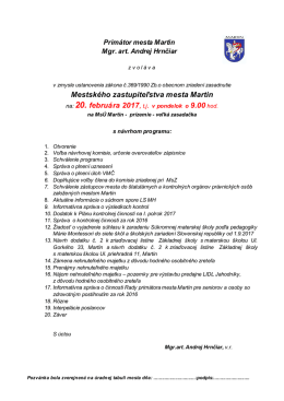 Pozvánka na MsZ 20. 2. 2017