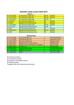 Kalendár súťaží sezóna 2016-2017