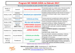 Program MC MAMI-OÁZA na február 2017