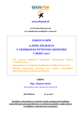 správny poriadok v roku 2017 a jeho uplatnenie v praxi - EDOS-PEM