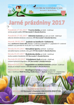 Pondelok 27.02.2017 Tvorivá dielňa od 10,00 - 13