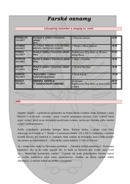 Farsk&eacute; oznamy t&yacute;ždeň 7/2017