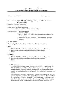 Dovodova sprava k Navrhu VZN c. 1 - 2017