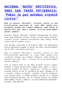 NACIONAL `NAČEO` KRSTIČEVIĆA, SRBI SAD TRAŽE