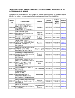 LIKVIDACIJE: OBJAVLJENA OBAVE&Scaron;TENJA O LIKVIDACIJAMA U