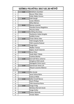 Sz&oacute;beli felv&eacute;teli beoszt&aacute;s ITT MEGTEKINTHETŐ