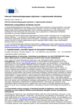 Februári kötelezettségszegési eljárások: a legfontosabb