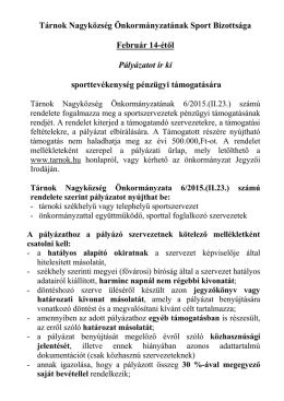 Tárnok Nagyközség Önkormányzatának Ifjúsági, Sport