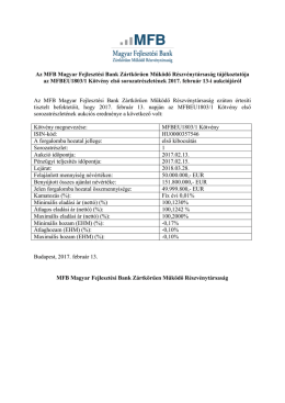 Az MFB Magyar Fejleszt&eacute;si Bank Z&aacute;rtk&ouml;rűen Műk&ouml;dő
