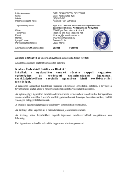 Felv&eacute;teli t&aacute;j&eacute;koztat&oacute; 2017/2018