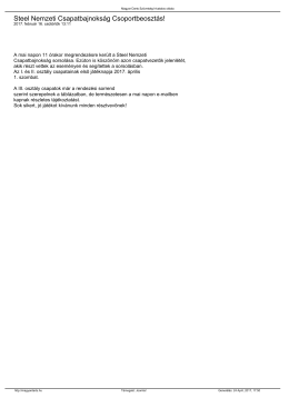 Steel Nemzeti Csapatbajnoks&aacute;g Csoportbeoszt&aacute;s!