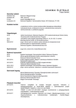 Szakmai önéletrajz - Debreceni Egyetem Germanisztikai Intézet