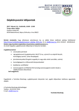 G&eacute;pk&ouml;nyvez&eacute;si időpont / Rallye, Terep-rallye, 2017.02.16