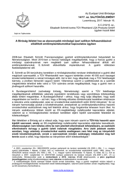 A Bíróság ítéletet hoz az alacsonyabb minőségű - curia