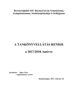 Tank&ouml;nyvrendel&eacute;s menete 2017-2018