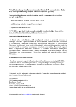 PTE BSc v&iacute;v&oacute; szakedző k&eacute;pz&eacute;s 2017