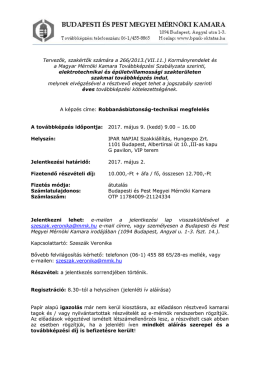 Továbbképzés indul - Mérnöki Kamara Nonprofit KFT